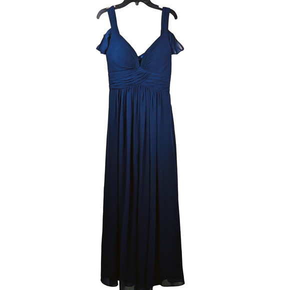 Women Bariano Australia Long Dress Navy Blue Formal Gown Slit Bridesmaid Size XS - Picture 7 of 16